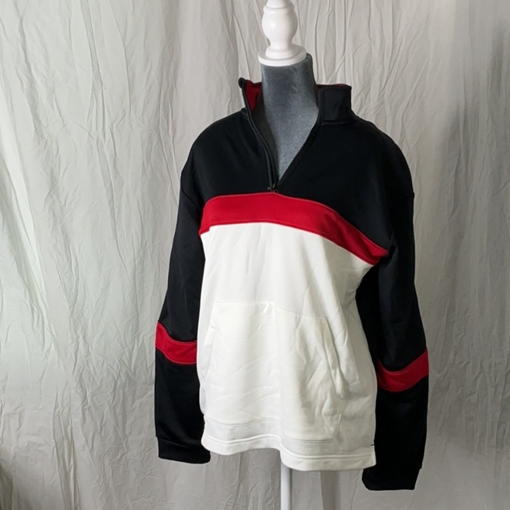 Ideology Black and Red Zip Up Sweater with Sporty Design